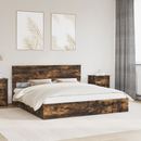 vidaXL Tárolós Ágy fejtámlával Füstölt tölgy 180 x 200 cm Faanyag