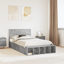 vidaXL Ágykeret polcokkal tárolóval Beton Szürke 120 x 190 cm Faanyag