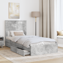 vidaXL Tárolós Ágy fejtámlával Beton Szürke 75 x 190 cm Faanyag