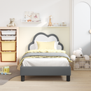 vidaXL Gyerekágy kerettel Világosszürke 80 x 160 cm PU