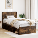 vidaXL Ágykeret tárolóval és fejtámlával Füstös Tölgy 100 x 200 cm