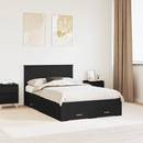 vidaXL Ágykeret fejtámlával fiókkal Fekete 135 x 190 cm Faanyag