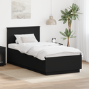 vidaXL Ágykeret fejtámlával Fekete 70 x 190 cm Szerelt Fa