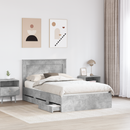 vidaXL Ágykeret fiókkal tárolóval Beton Szürke 135 x 190 cm Mérnöki Fa