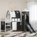 vidaXL Gyerekek Loft Ágykerete Fehér és Fekete 90 x 190 cm Fém