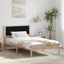 vidaXL Ágykeret fejtámlával Fekete 100 x 200 cm Tömör fenyőfa