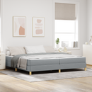vidaXL Boxrugós ágy matracmal Világosszürke 200 x 200 cm szövet