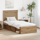vidaXL Ágykeret fejtámlával Művészi tölgy 75 x 190 cm Tömör fenyőfa