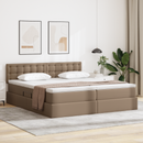 vidaXL Ágy tárolóval és LED lámpával matracmal Kávé 180 x 200 cm Műbőr