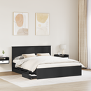 vidaXL Ágykeret fiókkal fejtámlával Fekete 160 x 200 cm Mérnöki Fa