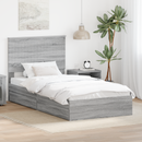 vidaXL Tárolós Ágy fejtámlával Szürke Sonoma 100 x 200 cm Faanyag