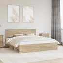 vidaXL Ágykeret fejtámlával Sonoma tölgy 200 x 200 cm Faanyag