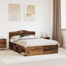 vidaXL Ágykeret fejtámlával Öreg fa 150 x 200 cm Tömör fenyőfa