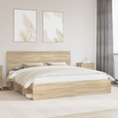 vidaXL Ágykeret fejtámlával Sonoma 200 x 200 cm Tömör fenyőfa