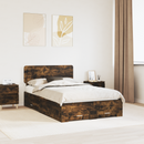 vidaXL Ágykeret fejtámlával fiókkal Füstölt tölgy 135 x 190 cm Faanyag