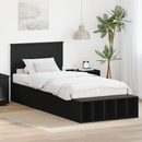 vidaXL Ágykeret polcokkal fejtámlával Fekete 100 x 200 cm Faanyag