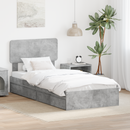 vidaXL Tárolós Ágy fejtámlával Beton Szürke 70 x 190 cm Faanyag