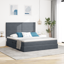 vidaXL LED tárolós ágy matraccal Sötétszürke 180 x 200 cm Bársony