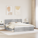 vidaXL Ágykeret fejtámlával Szürke Sonoma 180 x 200 cm Tömör fenyőfa