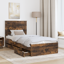 vidaXL Ágykeret fiókkal tárolóval Füstölt tölgy 90 x 190 cm Mérnöki Fa