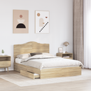 vidaXL Tárolós Ágy fiókkal tárolóval Sonoma tölgy 160 x 200 cm Faanyag