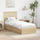 vidaXL Tárolós Ágy fejtámlával Sonoma tölgy 75 x 190 cm Faanyag