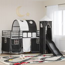 vidaXL Gyerekek Loft Ágykerete Egyszínű Fekete 107 x 203 cm Fém