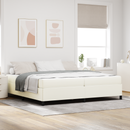 vidaXL Ágykeret matracmal Krém 200 x 200 cm szövet