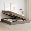 vidaXL Ágy tárolóval és matraccal matracmal 2 pcs Cappuccino Bőr