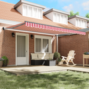 vidaXL Napernyő Piros és Fehér 450 × 300 cm Poliészter és fém