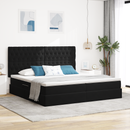 vidaXL LED tárolós ágy matraccal Fekete 200 x 200 cm Bársony