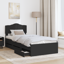 vidaXL Ágykeret fiókkal fejtámlával Fekete 100 x 200 cm Mérnöki Fa