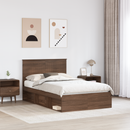 vidaXL Ágykeret fejtámlával Barna Tölgy 120 x 190 cm Tömör fenyőfa
