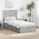 vidaXL Ágykeret fejtámlával fiókkal Beton Szürke 90 x 190 cm Faanyag