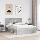 vidaXL Ágykeret fejtámlával Beton Szürke 150 x 200 cm Tömör fenyőfa