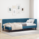 vidaXL Sarokágy keret fejtámlával Kék 90 cm x 190 cm Bársony