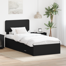 vidaXL Ágykeret fejtámlával fiókkal Fekete 75 x 190 cm Faanyag