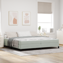 vidaXL Boxrugós ágy matracmal Világosszürke 200 x 200 cm szövet
