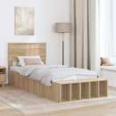 vidaXL Ágykeret polcokkal fejtámlával Sonoma tölgy 75 x 190 cm Faanyag