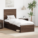 vidaXL Ágykeret fejtámlával Barna Tölgy 75 x 190 cm Tömör fenyőfa