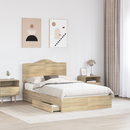 vidaXL Tárolós Ágy fejtámlával Sonoma tölgy 135 x 190 cm Faanyag