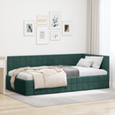 vidaXL Sarokágy keret fejtámlával Sötétzöld 100 cm x 200 cm Bársony