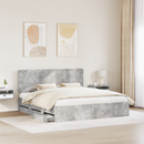 vidaXL Ágykeret fiókkal tárolóval Beton Szürke 200 x 200 cm Mérnöki Fa