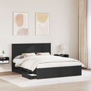 vidaXL Ágykeret fiókkal fejtámlával Fekete 160 x 200 cm Mérnöki Fa