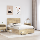 vidaXL Ágykeret fejtámlával fiókkal Sonoma tölgy 135 x 190 cm Faanyag
