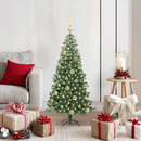 vidaXL Karácsonyfa 150 LED-del állvánnyal Zöld 120 cm PVC