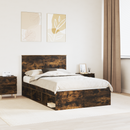 vidaXL Ágykeret fejtámlával Füstölt tölgy 135 x 190 cm Tömör fenyőfa