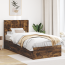 vidaXL Ágykeret tárolóval és fejtámlával Füstös Tölgy 100 x 200 cm