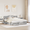 vidaXL Ágykeret fejtámlával fiókkal Beton Szürke 200 x 200 cm Faanyag