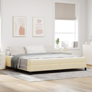 vidaXL Boxrugós ágy matracmal Krém 200 x 200 cm szövet